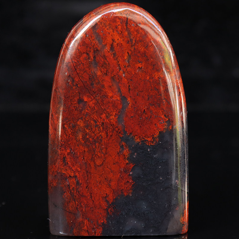 天然玉石印章闲章桂林鸡血玉石摆件乾坤料黑底红38*63*10mm49g