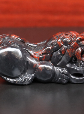 貔貅手把件桂林鸡血石乾坤料鸿运摆件霸王貔貅29*30*66mm95g