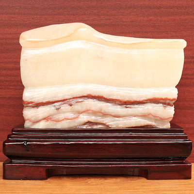 天然石材奇石摆件猪肉石桌面装饰雕刻石摆件22*19*3cm2250g