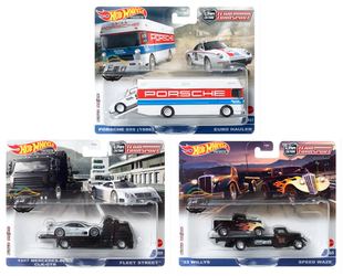 风火轮hotwheels运输车队FLF56保时捷959 W批次 奔驰CLK GTR玩具