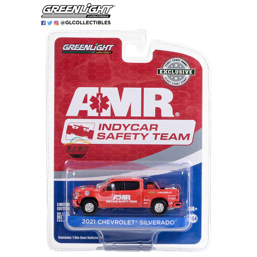绿光1:64GreenLight 2021NTT印地赛车AMR 雪佛兰皮卡红色安全车