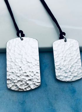 锤纹999纯银吊坠刻字男时尚军牌