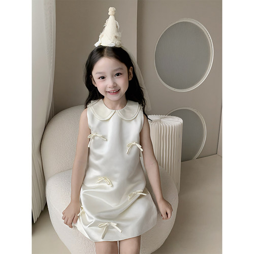 女童生日礼服春夏蝴蝶结连衣裙