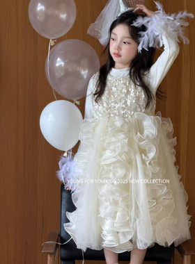 YFY秋冬女童香槟生日公主裙礼服连衣裙背心裙亮片网纱气质千金