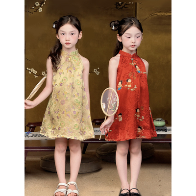 YFY女童新中式香云纱旗袍裙中国风古风连衣裙国风夏季中秋节汉服
