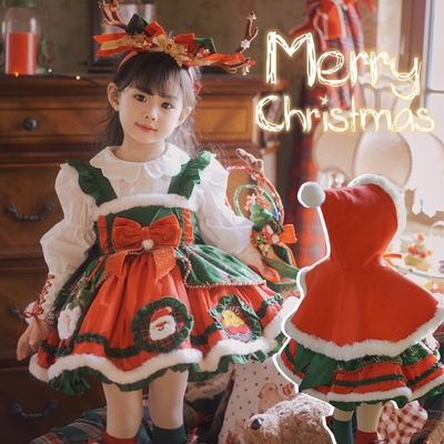 女童圣诞节洛丽塔红色连衣裙