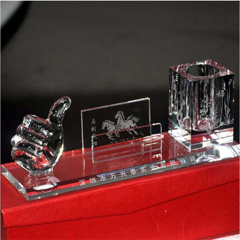 水晶笔筒三件套源头工厂