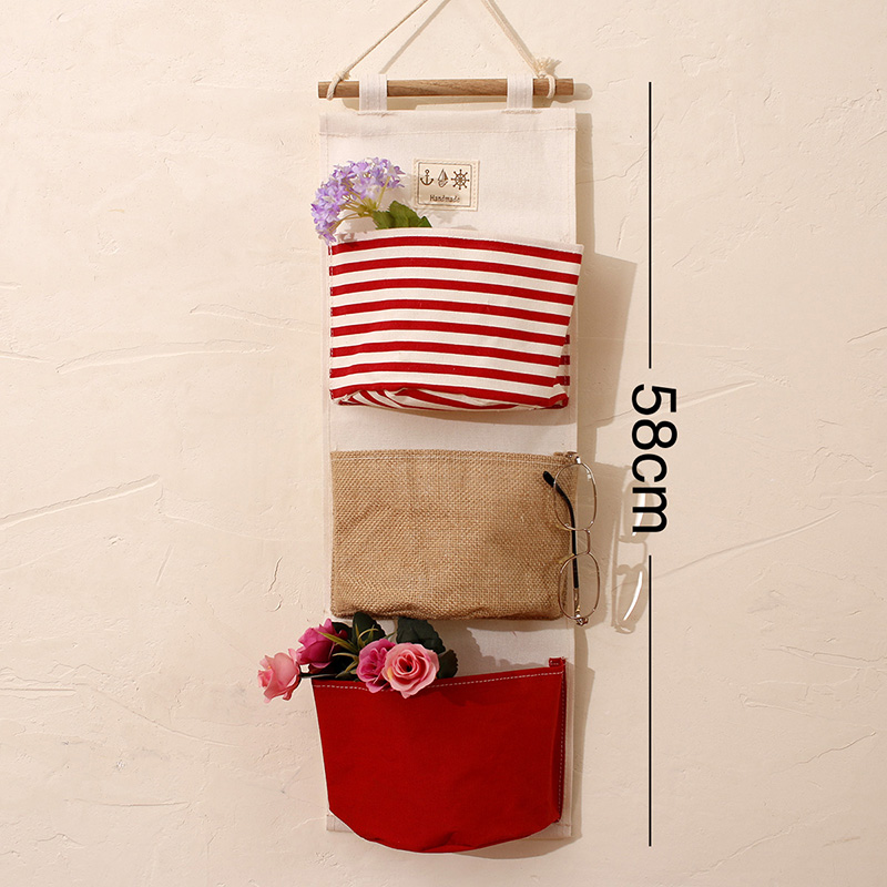 包邮创意卡通布艺棉麻墙上门后收纳挂袋墙挂式钥匙包储物整理袋