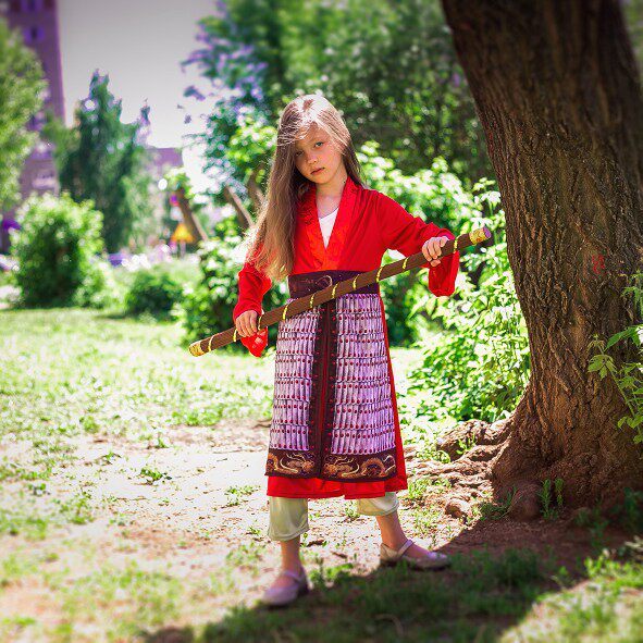 儿童女孩真人电影花木兰人物造型角色扮演演出服话剧动漫装扮