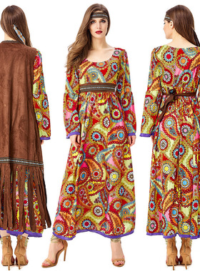 70年代复古迪斯科嬉皮士演出服hippie costume角色服原始部落女神