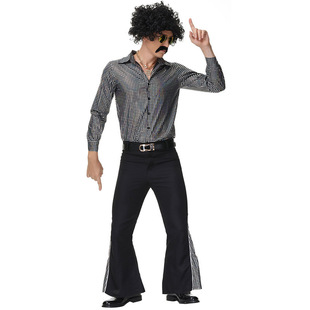 万圣节复古迪斯科嬉皮士嘻哈歌手cos服装男表演服70年代风格套装