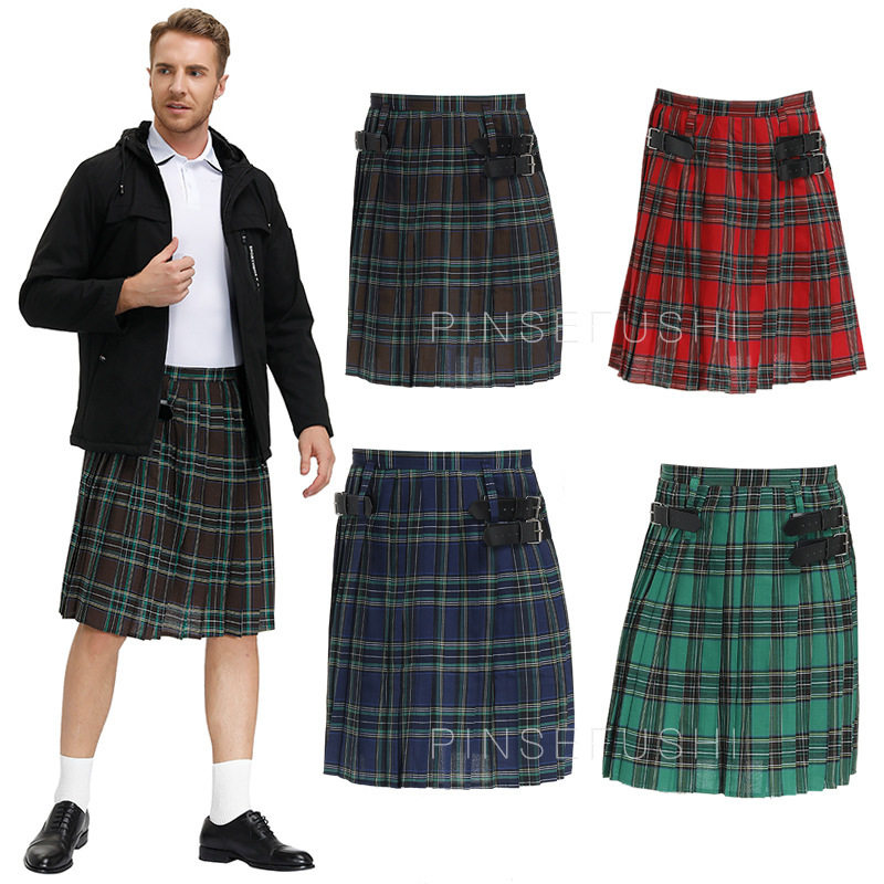 男款苏格兰Kilt格纹百褶裙舞台