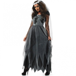 吸血鬼新娘服装 欧美角色扮演游戏制服 万圣节女恶魔装 COS