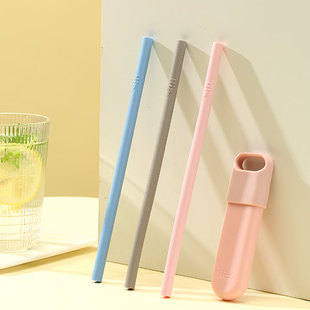 HIP便携硅胶吸管可拆洗环保儿童食品级非一次性可循环喝水软管