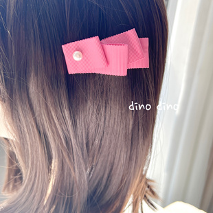 儿童布艺褶皱蝴蝶结发夹气质珍珠侧边夹宝宝碎发刘海发饰