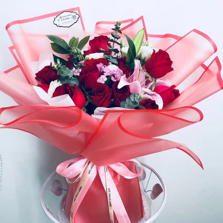 时尚鲜花包装磨边雾面纸边框半透明防水纸花束礼品包装材料包花纸