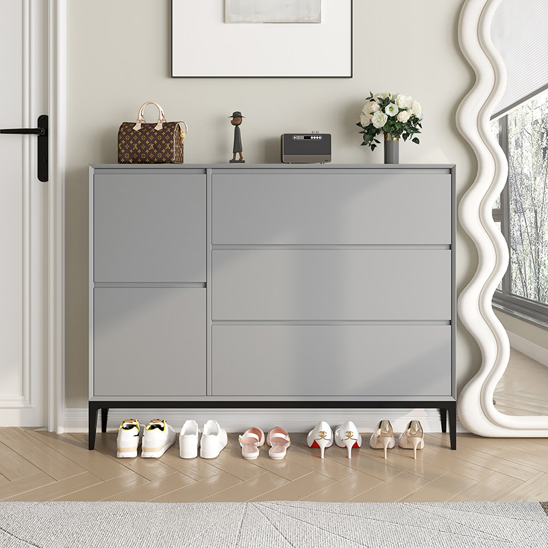 意式极简实木鞋柜家用大容量多功能简约欧式小户型现代翻门玄关柜