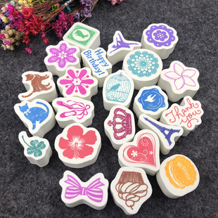 日本KODOMO NO KAO 印章印台套装Lovely Handy装饰手账可爱剪贴