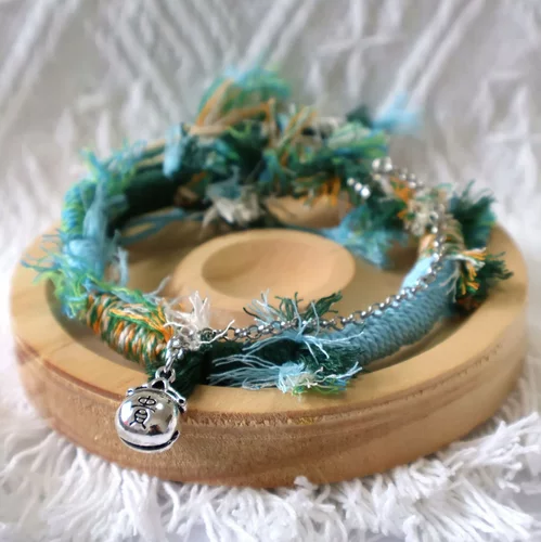 原创bracelet定制蓝绿色手工编织手链新中式五彩编织手绳藏式编绳