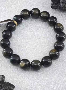 天然金曜石转运珠手串手链男女黑色高级时尚百搭爆收藏级金曜石