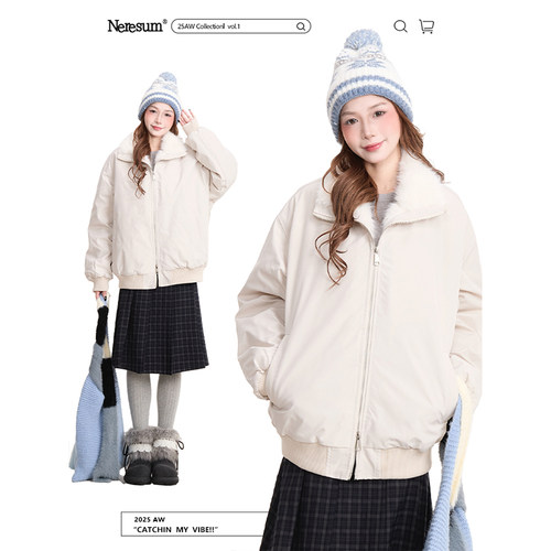 NERESUM潮牌甜美加绒棉服外套