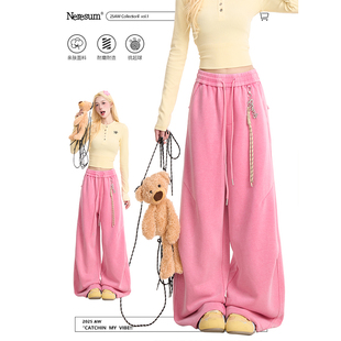 垂感宽松显瘦通勤直筒休闲运动裤 NERESUM美式 新款 女秋季 洗水卫裤