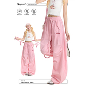 裤 宽松街舞宽松直筒休闲裤 女新款 弯刀裤 美式 NERESUM夏日粉色工装