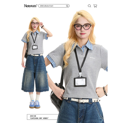 NERESUM学院风宽松休闲短袖