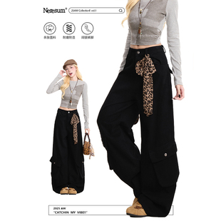 直筒显瘦阔腿裤 NERESUM秋冬裤 美式 裤 子女潮牌垂感多口袋休闲工装