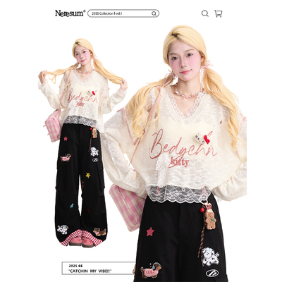 NERESUM甜美蕾丝边防晒长袖罩衫