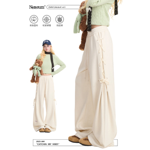 显瘦百搭运动裤 女秋冬小众设计感休闲裤 侧边绑带卫裤 NERESUM美式