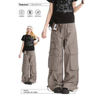 裤 工装 女美式 多口袋宽松直筒裤 NERESUM夏季 街头设计感速干裤 新款