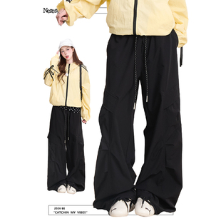 户外机能运动宽松百搭长裤 NERESUM裤 裤 潮牌褶皱直筒工装 子女美式