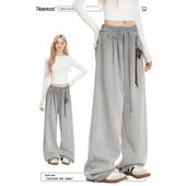 子宽松直筒小个子运动裤 NERESUM灰色卫裤 复古垂感裤 美式 女秋冬季