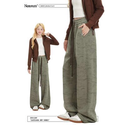 NERESUM潮牌嘻哈迷彩加绒卫裤