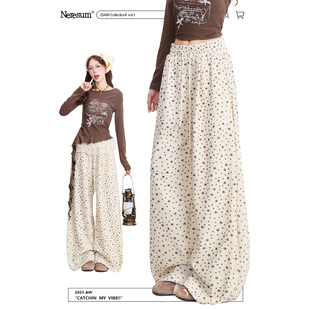 NERESUM韩系星星满印卫裤女亚文化穿搭宽松休闲裤垂感跳舞阔腿裤