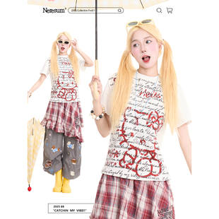 百搭上衣 正肩设计感小众短款 NERESUM卡通字母印花短袖 T恤女美式