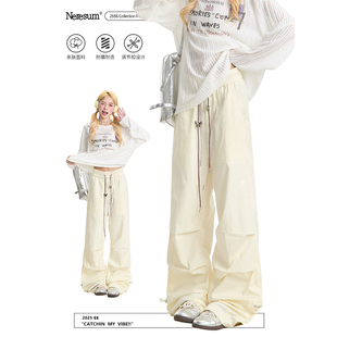 子宽松直筒阔腿速干跳舞休闲长裤 NERESUM工装 潮牌美式 女夏季 裤