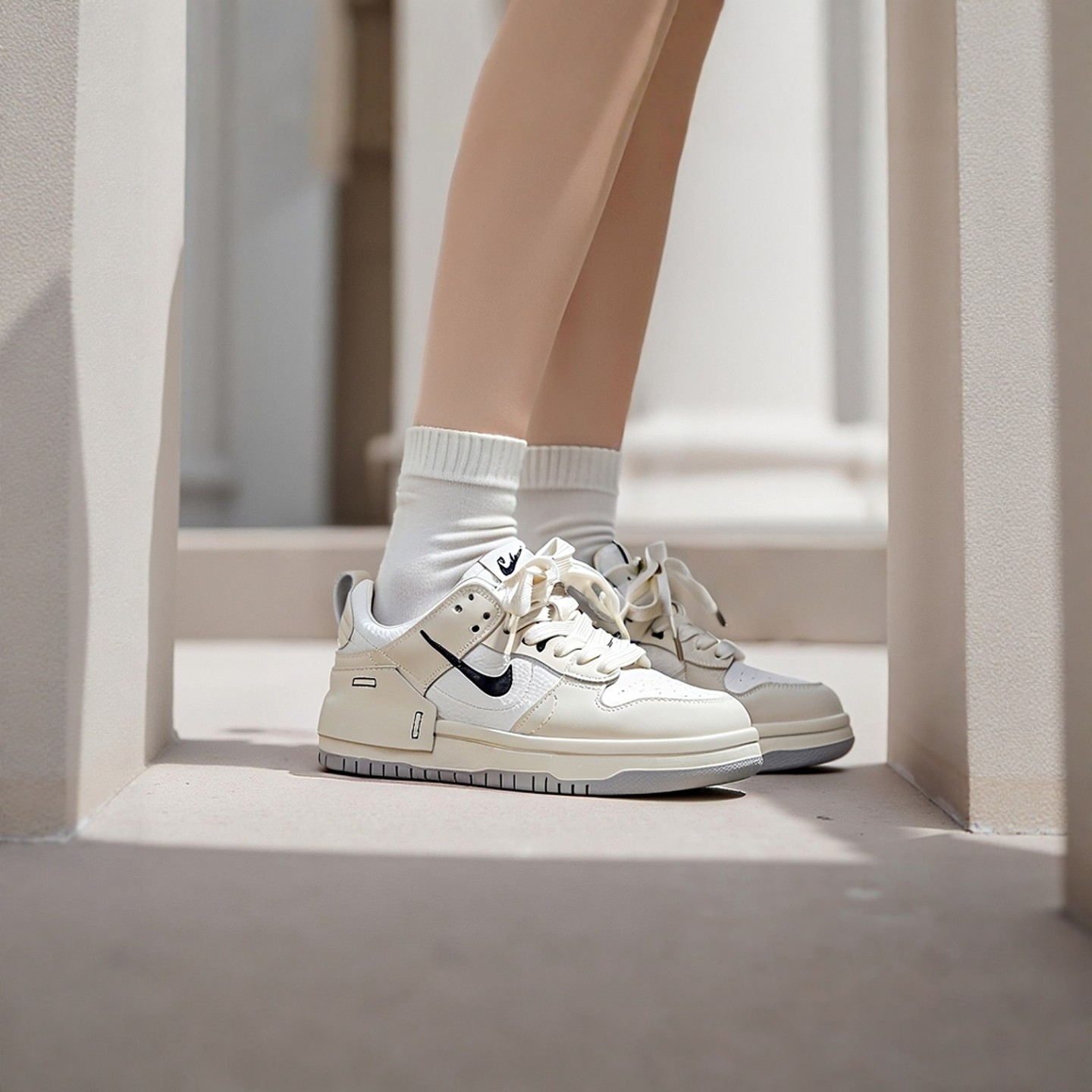 舒适休闲勾勾运动小白鞋真皮软底