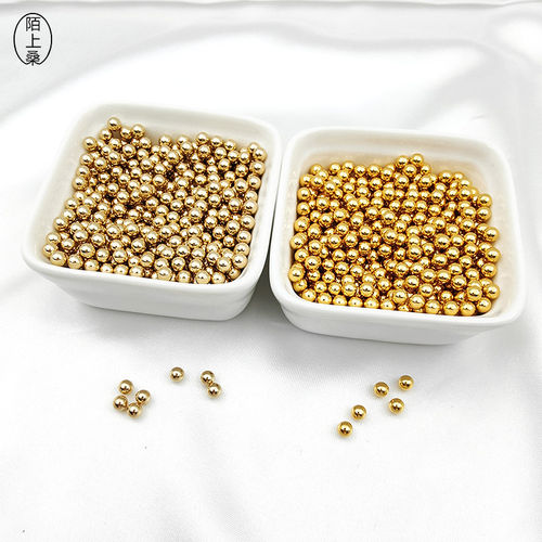 无孔光面金珠diy镀18K14k真金