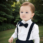 英伦风 男童周岁生日礼服花童婴儿秋装 婴儿周岁礼服男宝宝西装 套装