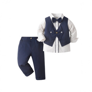 儿童西装套装帅气英伦秋冬小主持人西服花童礼服男童走秀演出服装