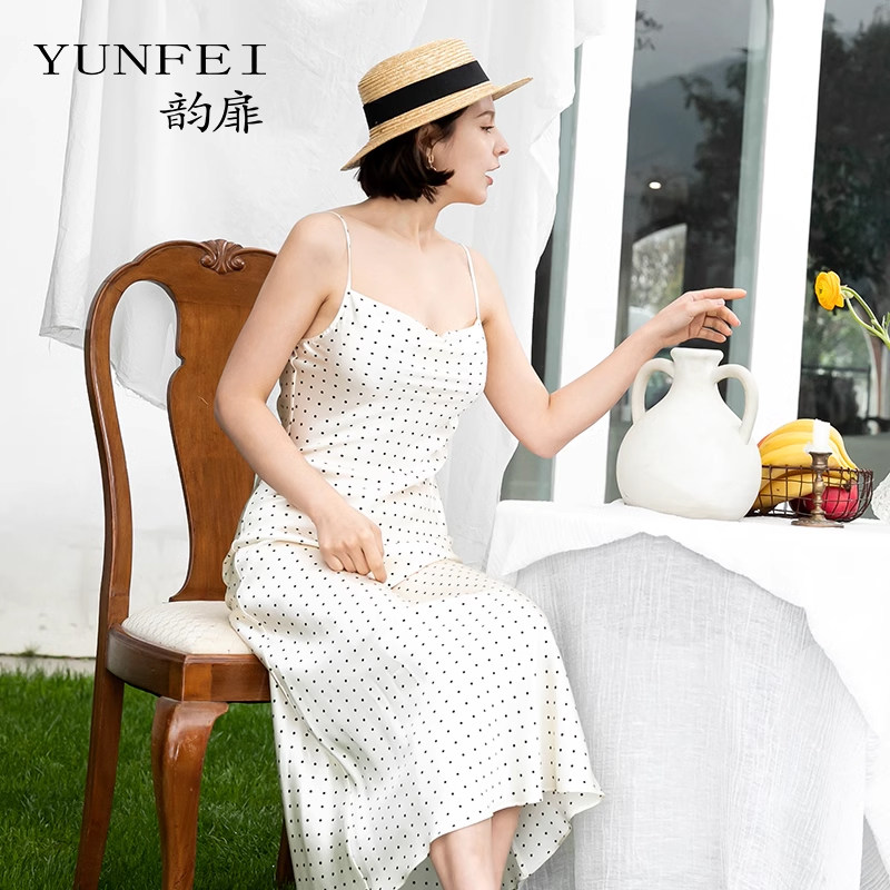 韵扉高端真丝睡衣女士2025波点可外穿长款桑蚕丝睡裙新款时尚长款