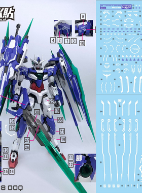 大林/达人 GN16 MG 00Q全刃式 8822 MB样式 高达模型 量子形 水贴