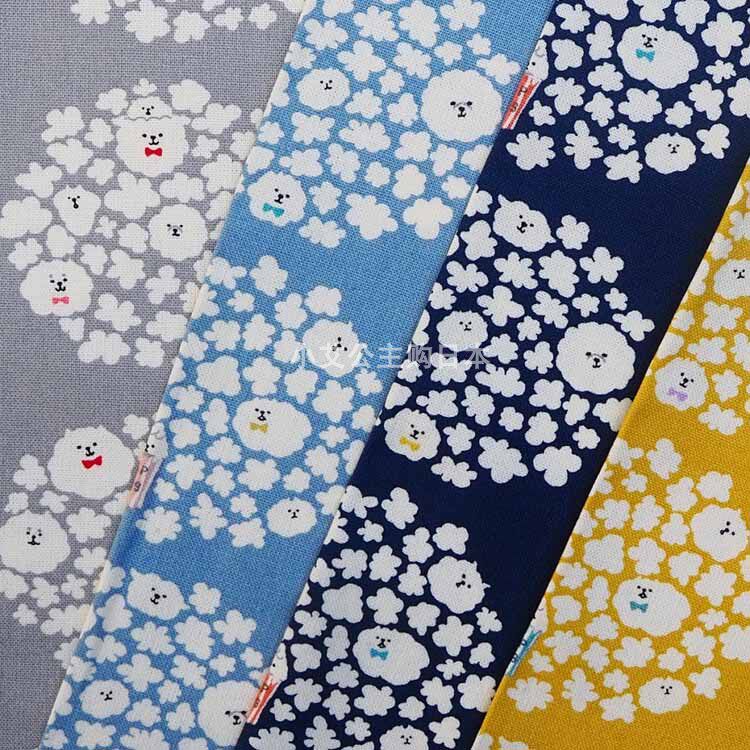 日本进口爆米花羊犬纯棉印花布料服装绣球花紫阳花艺手作 diy面料