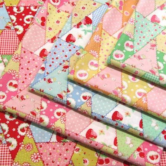 50cm日本进口纯棉happy message 30支草莓三角连衣裙衬衫服装面料