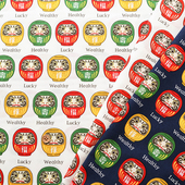 50cm日本进口纯棉平纹达摩不倒翁和风DIY拼布艺印花105cm宽面料