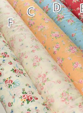 日本进口松山敦子纯棉蝴蝶结与玫瑰花连衣裙衬衫YUWA布艺服装面料