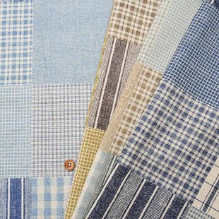 衬衫 日本进口棉麻布料补丁服装 手工拼布艺手作抱枕背景室内面料