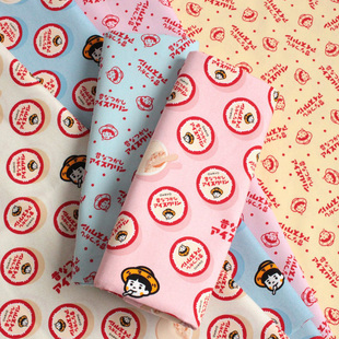 25cm日本进口纯棉细帆布昭和复古冰淇淋角色韩国风DIY服装 拼面料